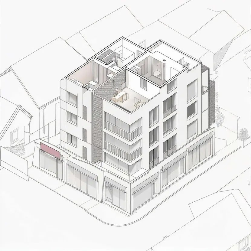 Neubau Mehrfamilienhaus Frankfurt Top-Lage – Architektur Rendering 18.5-fache